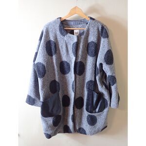 Luii Wool Jacket Coat Blend Polka Dot Gray XL Artisan Statement Unique Oversized